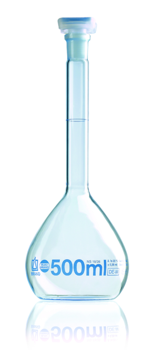 Blaubrand&trade; Class A Borosilicate Glass Volumetric Flasks with Polypropylene Stopper