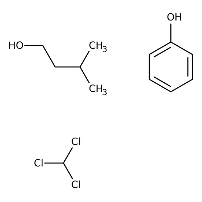 Phenol/Chloroform/Isoamyl alcohol (25:24:1), stabilized, saturated with 100 mM Tris-EDTA to pH 8.0, for molecular