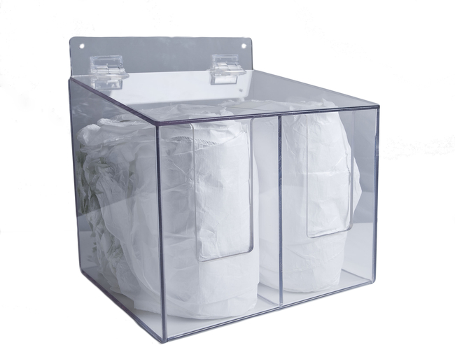 Eco Sleeve Guard Dispenser, Double, Clear Recycled Plastic with Hinged Lid