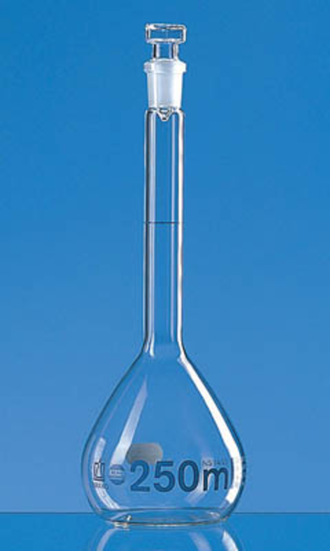 Blaubrand&trade; Class A Borosilicate Glass Volumetric Flasks with Glass Stopper