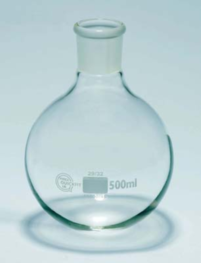 Quickfit&trade; Borosilicate Glass Short Neck Round Bottom Flask