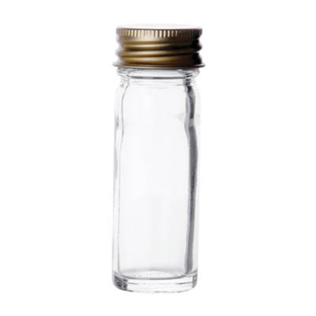 Clear Moulded Glass Vials, with Fitted Screw Caps